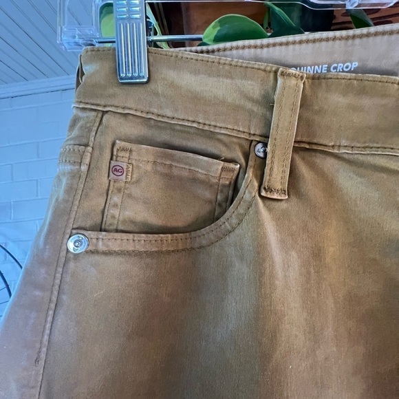 AG the quinne coated high waisted crop flare jean mustard yellow size 31 - Picture 5 of 13